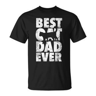 Best Cat Dad Ever Kitty Silhouette Fathers Day Unisex T-Shirt | Mazezy