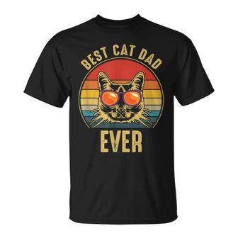 Best Cat Dad Ever Vintage Retro Cat Daddy Gift For Cat Lover Unisex T-Shirt - Seseable