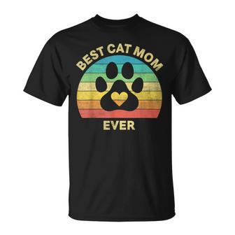 Best Cat Mom Ever Mothers Day Cat Paw Print Girl Women Unisex T-Shirt - Seseable
