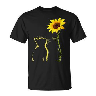 Best Cat Mom Ever Sunflower Floral Branch Cat Lover Mom Unisex T-Shirt - Seseable