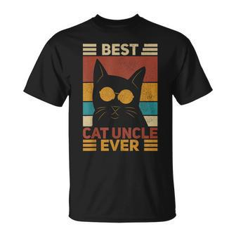 Best Cat Uncle Ever Men Cat Lover Black Cat Themed Funny Cat Gift For Mens Unisex T-Shirt - Seseable
