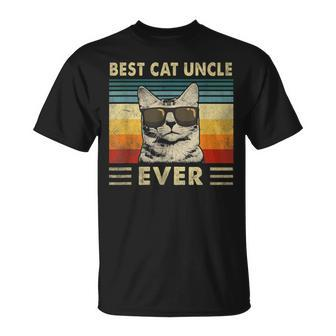 Best Cat Uncle Ever Vintage Retro Cat Dad Father Day T-Shirt - Seseable
