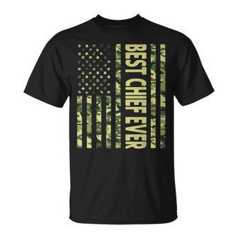 Best Chief Ever Us American Flag Funny Grandpa Fathers Day Gift For Mens Unisex T-Shirt - Seseable