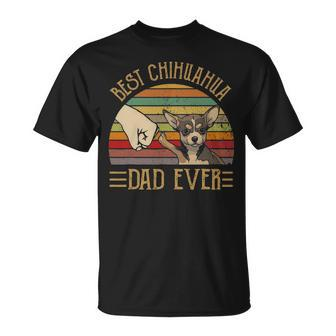 Best Chihuahua Dad Ever Retro Vintage Sunset V2 Unisex T-Shirt - Seseable