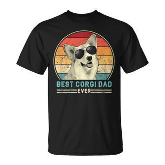 Best Corgi Dad Ever Retro Vintage 60S 70S Sunset T-Shirt - Seseable