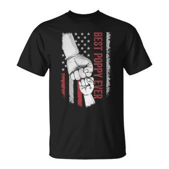 Best Dad Ever Poppy American Flag For Dad T-Shirt - Seseable