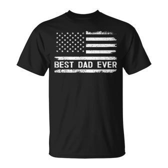 Best Dad Ever With Us American Flag Fathers Day Dad T-shirt - Thegiftio