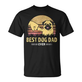Mens Best Dog Dad Ever Pug Retro Proud Vintage Puppy Lover T-Shirt - Seseable