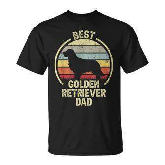 Best Dog Father Dad Vintage Golden Retriever T-Shirt - Seseable