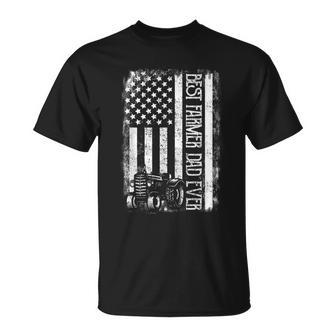 Best Farmer Dad Ever With Us American Flag Fathers Day Unisex T-Shirt - Seseable