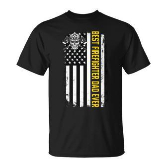 Best Firefighter Dad Ever Flag Unisex T-Shirt - Monsterry DE