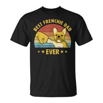 Mens Best Frenchie Dad Ever Vintage French Bulldog Puppy Lover V2 T-Shirt - Seseable