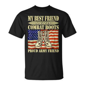 My Best Friend Wears Combat Boots Proud Army Friend Buddy T-Shirt - Seseable