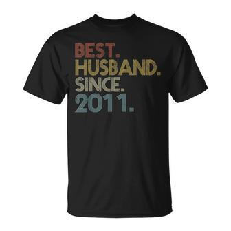 Best Husband Since 2011 Vintage Retro Wedding Anniversary T-Shirt - Seseable