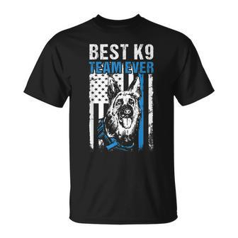 Best K9 Team Ever American Flag K9 Police Officer Unisex T-Shirt - Seseable