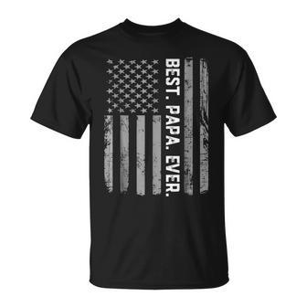 Best Papa Ever Vintage American Flag T Unisex T-Shirt - Seseable
