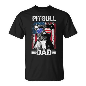 Best Pitbull Dad Ever American Flag 4Th Of July Gift For Mens Unisex T-Shirt - Seseable