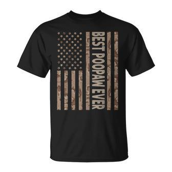 Best Poopaw Ever Us American Flag Funny Grandpa Fathers Day Gift For Mens Unisex T-Shirt - Seseable