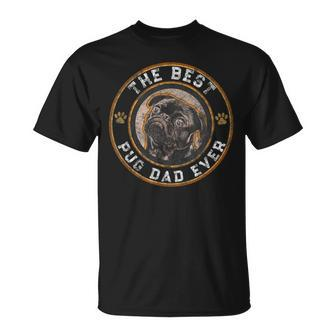 Mens Best Pug Dad Ever Black Pugs Owner Vintage Dog Lover T-Shirt - Seseable