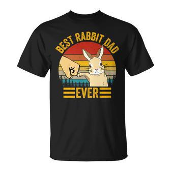 Mens Best Rabbit Dad Ever Vintage Rabbit Lover Best Bunny Dad Eve T-Shirt - Seseable