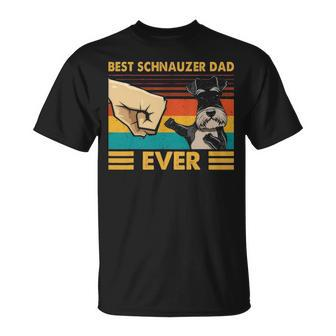 Best Schnauzer Dad Ever Vintage Pet Animal Dog Fist Bump Unisex T-Shirt - Seseable