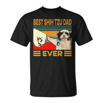 Best Shih Tzu Dad Ever Retro Vintage V2 Unisex T-Shirt - Seseable