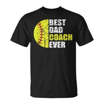 Mens Best Softball Dad Coach Ever Retro Father Softball Coach Dad T-Shirt - Seseable