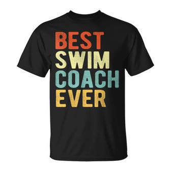 Best Swim Coach Ever Swimming Coach Swim Teacher Retro Unisex T-Shirt - Seseable