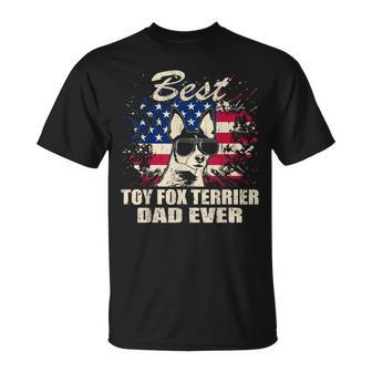 Best Toy Fox Terrier Dad Ever American Flag Vintage Unisex T-Shirt | Mazezy