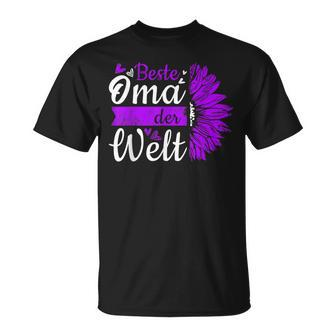 Beste Oma Der Welt Zum Muttertag Lila Blume T-Shirt - Seseable