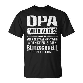 Bester Opa Großvater Der Welt Opa Weiß Alles T-Shirt - Seseable