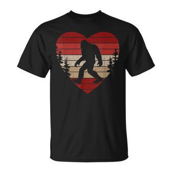 Bigfoot Heart Valentines Day Boys Girls Kids Love Sasquatch T-Shirt - Seseable