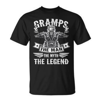 Biker Grandpa Gramps The Man Myth The Legend Motorcycle Unisex T-Shirt - Seseable
