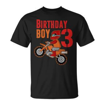 Birthday Boy 3 Year Old Dirt Bike Shirt | 3Rd Bday Biking Unisex T-Shirt | Mazezy