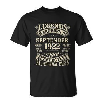 Birthday Gift 1922 Legend September 1922 Unisex T-Shirt - Monsterry AU