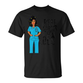 Black African American Nurse Natural Hair Locs Dreadlocks Gift For Womens Unisex T-Shirt | Mazezy