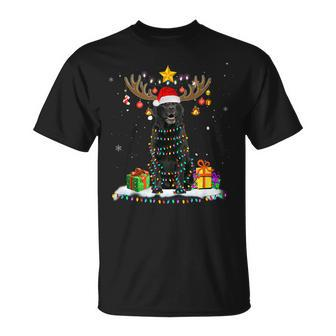 Black Lab Dog Christmas Reindeer Christmas Lights T-shirt - Seseable