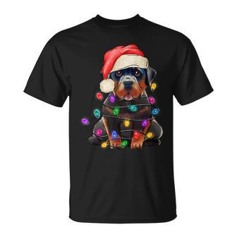 Black Lab Labrador Christmas Tree Light Pajama Dog Xmas T-shirt - Seseable