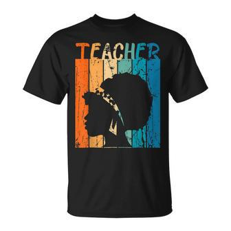 Black Woman Dope Teacher Afro Retro Black History Month T-Shirt - Seseable