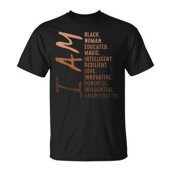 I Am Black Woman Educated Melanin Black History Month V5 T-Shirt - Seseable