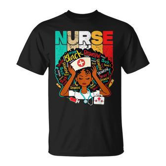 Black Woman Nurse Afro Retro Matching Black History Month V2 T-Shirt - Seseable