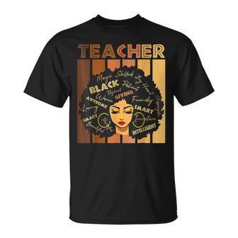 Black Woman Teacher Afro Black History Month Melanin V2 T-Shirt - Seseable