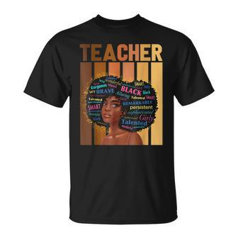 Black Woman Teacher Afro Black History Month Melanin V5 T-Shirt - Seseable
