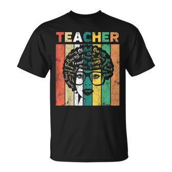Black Woman Teacher Afro Black History Month Melanin V6 T-Shirt - Seseable