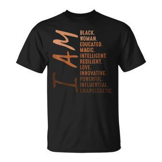 I Am Black Woman Black History Month Educated Black Girl V15 T-Shirt - Seseable