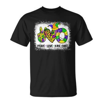 Bleached Peace Love King Cake Mardi Gras Festival Party T-Shirt - Seseable
