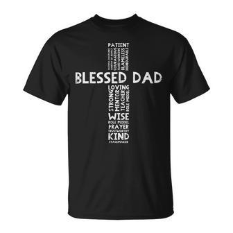 Blessed Dad Cross God Jesus Faith Christian Daddy Papa T-shirt - Thegiftio UK