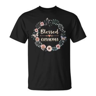 Blessed Grandma Floral Grandmother Unisex T-Shirt | Mazezy