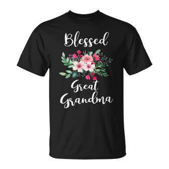 Blessed Great Grandma Flower Bouquet Gift For Grandma Unisex T-Shirt | Mazezy