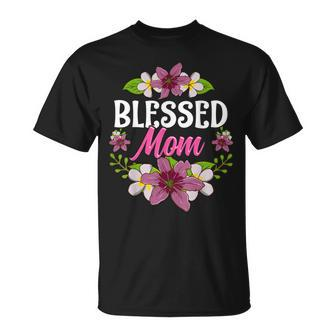 Blessed Mom Thanksgiving Christmas Cute Floral Gift Unisex T-Shirt | Mazezy